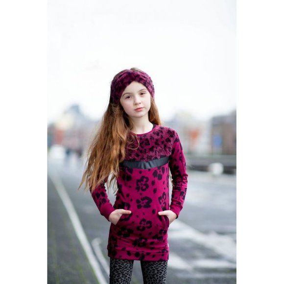 NWT - Moodstreet - Red printed fleece and faux fur dress - Picture 3 of 3